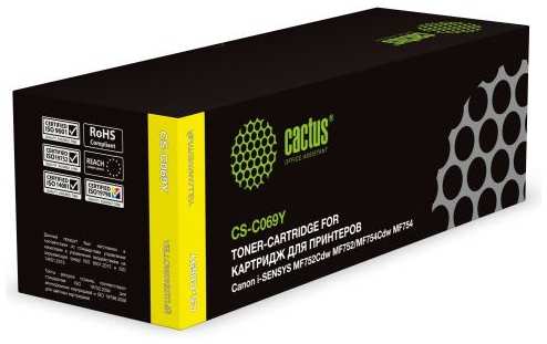 Картридж лазерный Cactus CS-C069Y 069 (1900стр.) для Canon i-SENSYS MF752Cdw MF752/MF754Cdw MF754