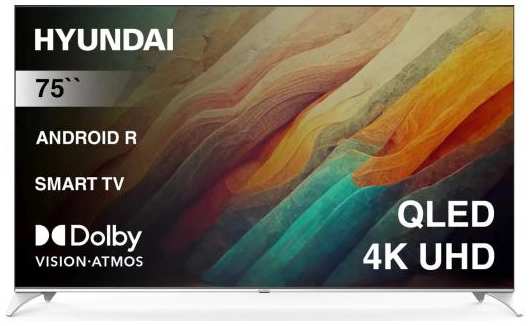 Телевизор QLED Hyundai 75 H-LED75QBU7500 Android TV Frameless черный/серебристый 4K Ultra HD 60Hz DVB-T DVB-T2 DVB-C DVB-S DVB-S2 USB WiFi Smart TV 2034054676
