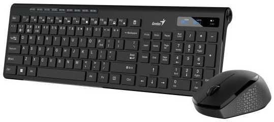 Комплект беспроводной Genius Smart KM-8230 BLACK, клавиатура+мышь, USB, 1 мини-ресивер на оба устройства. Клавиатура: 104 клавиши кнопка SmartGenius 2034057226