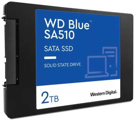 Western Digital Твердотельный накопитель/ WD SSD Blue, 2.0TB, 2.5 7mm, SATA3, R/W 560/530MB/s, IOPs 95 000/84 000, TBW 500, DWPD 0.1 (12 мес.) 2034058499