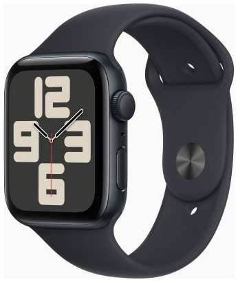Смарт-часы Apple Watch SE 2023 A2723 44мм OLED корп.темная ночь Sport Band рем.темная ночь разм.брасл.:S/M (MRE73LL/A) 2034059840