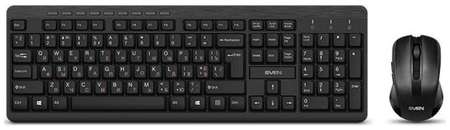 Набор SVEN KB-C3400W беспроводные клавиатура и мышь чёрные (USB, 113 кл, 6 кнопок, 1600 dpi)
