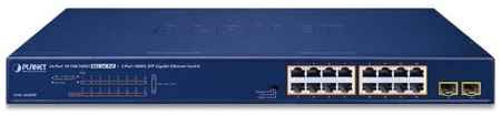 PLANET GSW-1820HP 16-Port 10/100/1000T 802.3at PoE + 2-Port 1000X SFP Ethernet Switch (240W PoE Budget, Standard/VLAN/Extend mode) 2034070463