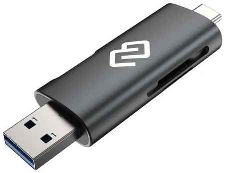 Устройство чтения карт памяти USB 2.0/Type C Digma CR-СU2520-G серый 2034071862