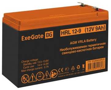 Exegate EX285659RUS Аккумуляторная батарея HRL 12-9 (12V 9Ah 1234W, клеммы F2) 2034072922