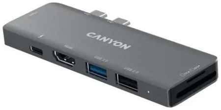 Концентратор USB Type-C Canyon CNS-TDS05B 1 х USB 3.0 USB 2.0 USB Type-C SD/SDHC microSD microSDXC SDXC 2 x HDMI серый 2034075993
