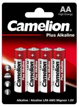 Camelion..LR 6 Plus Alkaline BL-4 (LR6-BP4, батарейка,1.5В) (4 шт. в уп-ке)