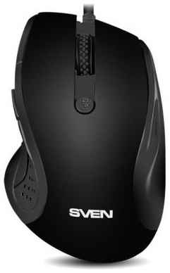 Мышь SVEN RX-113 (5+1кл. 800-2000DPI, Soft Touch, каб. 1,5м, блист.) USB чёрная 2034088730