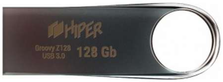 Флэш-драйв 128GB USB 3.0, Groovy Z,сплав цинка, цвет титан, Hiper 2034089044