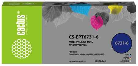 Чернила Cactus CS-EPT6731-6 многоцветный набор 6x100мл для Epson L800/L810/L850/L1800 2034089984