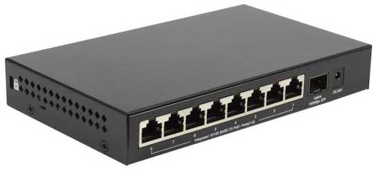 Origo Unmanaged Switch 8x100Base-TX PoE, 1x1000Base-X SFP, PoE Budget 80W, metal case