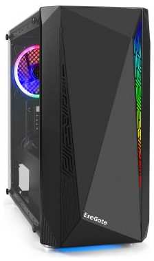 Корпус Minitower ExeGate Mistery R2-NPX500 (mATX, БП 500NPX с вент. 12 см, 2*USB+1*USB3.0, аудио, черный, 1 вент. 12см с RGB подсветкой и полоса на пе 2034095432