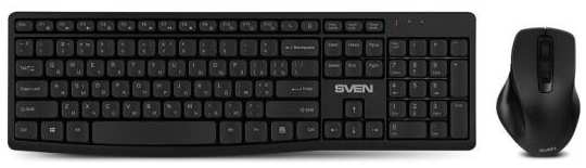 Набор SVEN KB-C3500W беспроводные клавиатура и мышь чёрные (2.4 Ггц, USB, 106 кл., 6 кнопок, 1600 dpi, 2 x AA) 2034096728