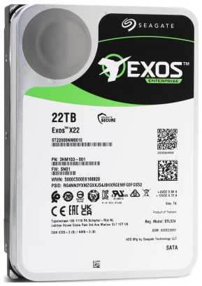 Жесткий диск 3.5 22 Tb 7200 rpm 512 Mb cache Seagate Exos X22 SATA III 6 Gb/s ST22000NM001E 2034097932
