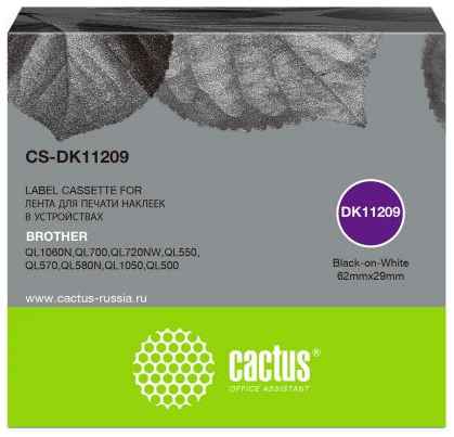 Картридж ленточный Cactus CS-DK11209 черный для Brother P-touch QL-500, QL-550, QL-700, QL-800 2034101183