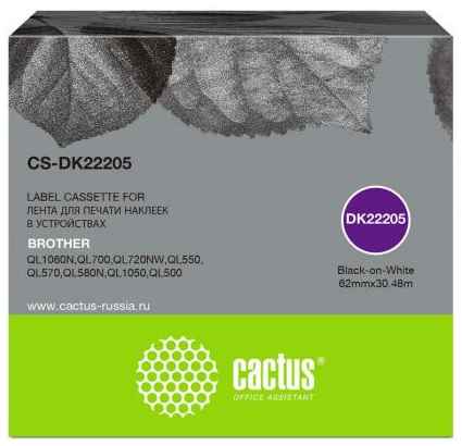 Картридж ленточный Cactus CS-DK22205 черный для Brother P-touch QL-500, QL-550, QL-700, QL-800 2034101185