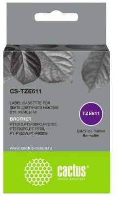 Картридж ленточный Cactus CS-TZE611 черный для Brother 1010/1280/1280VP/2700VP 2034101186