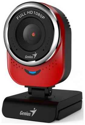 GENIUS QCam 6000, red, Full-HD 1080p webcam, universal clip, 360 degree swivel, USB, built-in microphone, rotation 360 degree, tilt 90 degree 2034102317