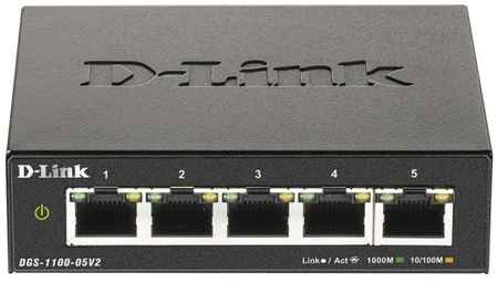 D-Link DGS-1100-05V2/A1A Настраиваемый L2 коммутатор с 5 портами 10/100/1000Base-T, RTL {20} (453281) 2034102642