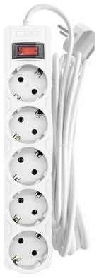 CBR Сетевой фильтр CSF 2505-3.0 White PC, 5 евророзеток, длина кабеля 3 метра, цвет белый (пакет) 2034106540