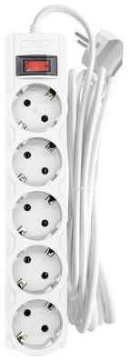 CBR Сетевой фильтр CSF 2505-1.8 White CB, 5 евророзеток, длина кабеля 1,8 метра, цвет белый (коробка) 2034106541