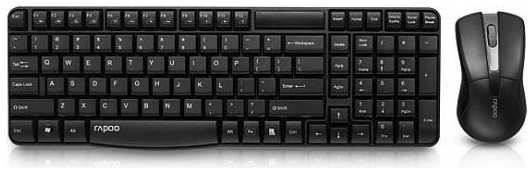Клавиатура + мышь Rapoo X1800S клав:черный мышь:черный USB беспроводная 2034111278