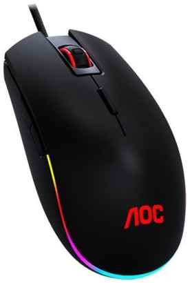 AOC Мышь игровая профессиональная GM500, многоцветная RGB, 5000 dpi., Pixart 3325, USB кабель 1,8 м, чёрный