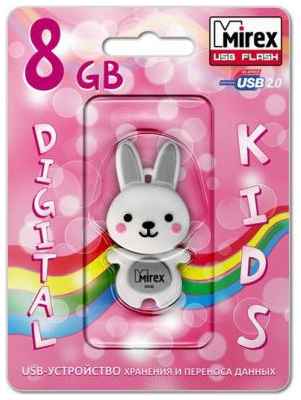 Флеш накопитель 8GB Mirex Rabbit, USB 2.0, Серый 2034126783