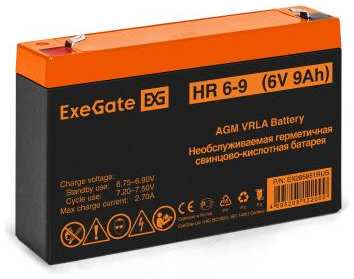 Exegate EX285851RUS АКБ ExeGate HR 6-9 (6V 9Ah 634W, клеммы F1) 2034128141