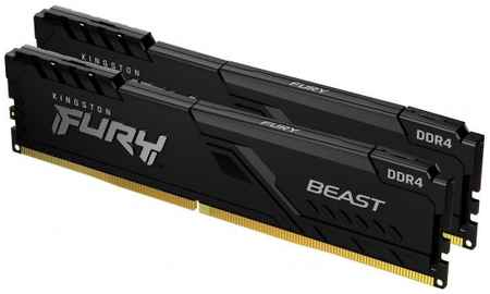 Оперативная память для компьютера 32Gb (2x16Gb) PC4-25600 3200MHz DDR4 DIMM CL16 Kingston FURY Beast (KF432C16BBK2/32)