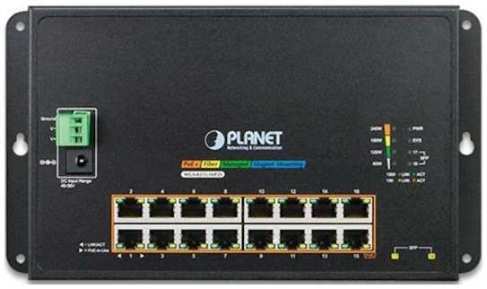 PLANET WGS-4215-16P2S IP40, IPv6/IPv4, 16-Port 1000T 802.3at PoE + 2-Port 100/1000X SFP Wall-mount Managed Ethernet Switch (-10 to 60 C, dual power in 2034130208