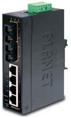 Planet IP30 Slim Type 4-Port Industrial Ethernet Switch + 2-Port 100Base-FX(15KM) (-40 - 75 C)