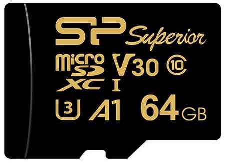 Флеш карта microSD 64GB Silicon Power Superior Golden A1 microSDXC Class 10 UHS-I U3 A1 100/80 Mb/s (SD адаптер)