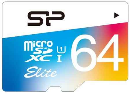Флеш карта microSD 64GB Silicon Power Elite microSDHC Class 10 UHS-I Colorful
