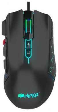 Игровая мышь HIPER DRAKKAR чёрная (USB, 8 кнопок, 10000 dpi, PMW3327, RGB подсветка, регулировка веса) 2034136557
