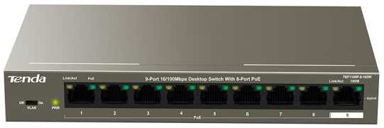 Коммутатор 9PORT 10/100M POE TEF1109P-8-102W TENDA