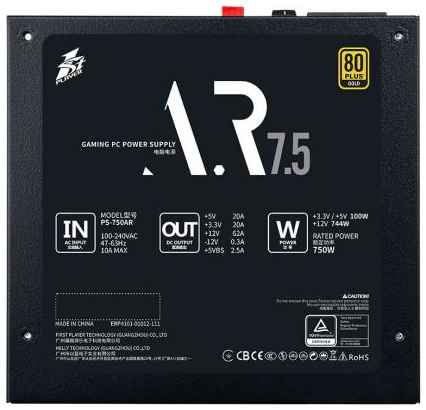 1STPLAYER Блок питания AR 750W / ATX 2.4, LLC+DC-DC, APFC, 80 PLUS GOLD, 120mm fan / PS-750AR 2034156191