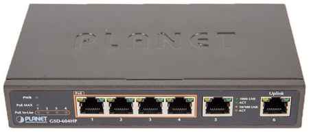 PLANET 4-Port 10/100/1000T 802.3at POE + 2-Port 10/100/1000T Desktop Switch (55W POE Budget, External Power Supply) 2034159693
