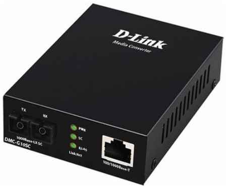 D-Link DMC-G10SC/A1A Медиаконвертер с 1 портом 100/1000Base-T и 1 портом 1000Base-LX с разъемом SC для одномодового оптического кабеля (до 10 км), {20}, (458 2034159871