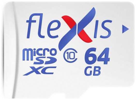 Карта памяти microSDXC 64GB Cl10 U1, c адаптером, Flexis