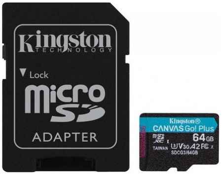 Флеш карта microSDXC 64Gb Kingston,microSDXC, UHS-II Class U3 V30 A2, чтение: 170Мб/с, запись: 70Мб/с, с адаптером 2034173059