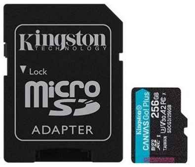 Флеш карта microSDXC 256Gb Kingston, UHS-II Class U3 V30 A2, чтение: 170Мб/с, запись: 90Мб/с, с адаптером 2034179816