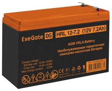 Exegate EX285658RUS Аккумуляторная батарея HRL 12-7.2 (12V 7.2Ah, 1227W, клеммы F2) 2034196069