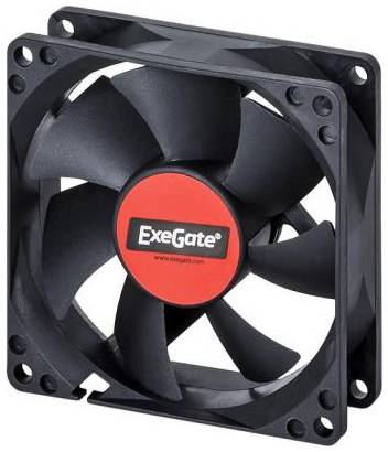 Exegate EX283377RUS Вентилятор ExeGate EX08025S3P, 80x80x25 мм, подшипник скольжения, 3pin, 1800RPM, 23dBA