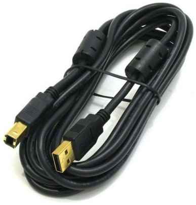Bion Кабель интерфейсный USB 2.0 AM/BM, позолоченные контакты, ферритовые кольца, 1.8м, черный [BXP-CCF-USB2-AMBM-018] 2034249657