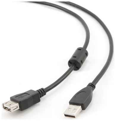 Bion Кабель удлинительный USB 2.0 A-A (m-f), позолоченные контакты, ферритовые кольца, 1.8м, черный [BXP-CCF-USB2-AMAF-018] 2034249747