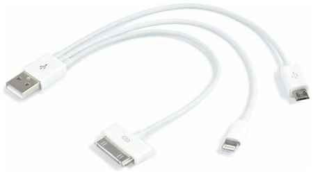 Кабель USB Apple 30-pin Lightning microUSB 0.2м.NoBrand круглый белый