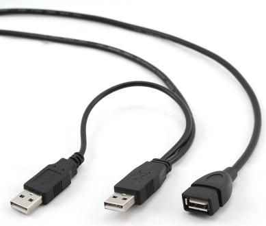 Кабель удлинитель USB 2.0 2xAM/AF 1.8м Gembird, позол.конт., черный, пакет CCP-USB22-AMAF-6