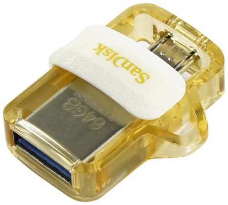Флешка USB 64Gb SanDisk Ultra Dual SDDD3-064G-G46GW белый золотистый 2034415561