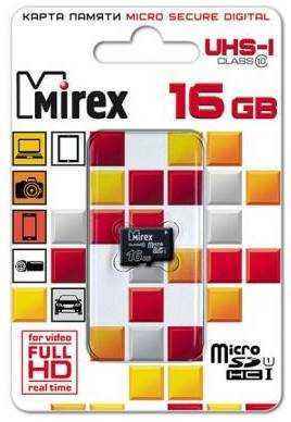 Флеш карта microSD 16GB Mirex microSDHC Class 10 UHS-I 2034622185
